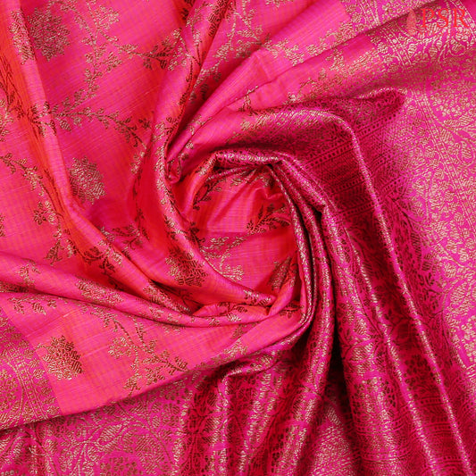 Barbie Pink Banarasi Silk Saree