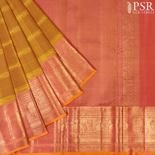 Dark Mustard YellowKanchipuram Silk Saree