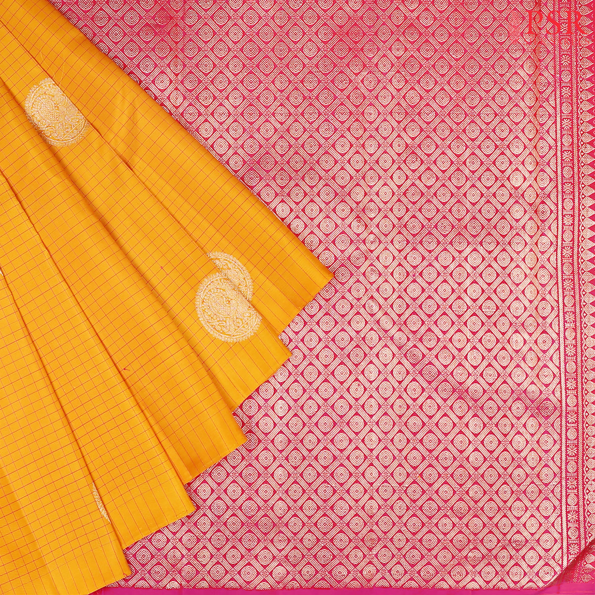 Chrome Yellow Kanchipuram Silk Saree