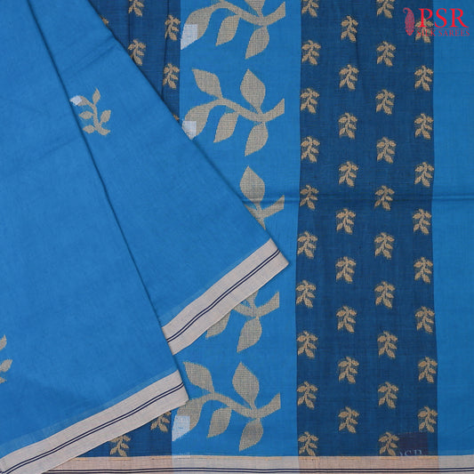 Dodger Blue Byloom Cotton Saree