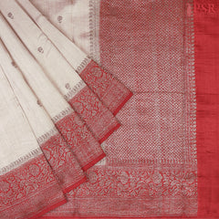 Pearl Beige Banaras Jute Silk Saree