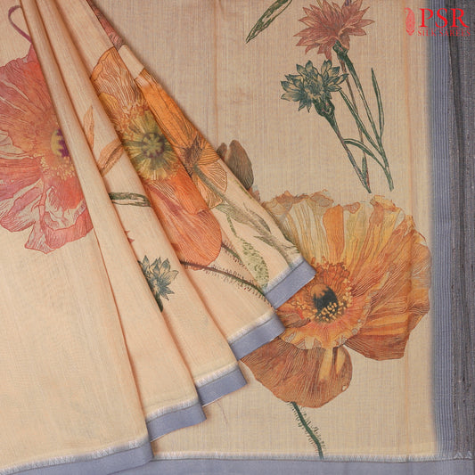 Light Tan Munga Silk Saree