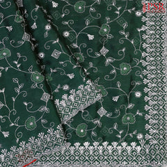 Dark Green Organza Laser Embroidery Saree