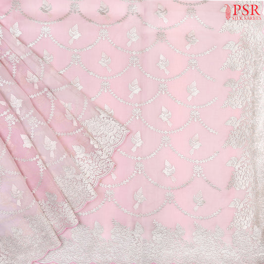 Pastel Pink Hues Organza Saree