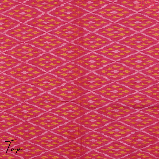 Pink & Saffron Pochampally Silk Cotton Dress Material