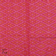 Pink & Saffron Pochampally Silk Cotton Dress Material