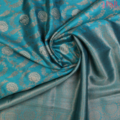 Dark Turquoise Banarasi Jute Silk Saree