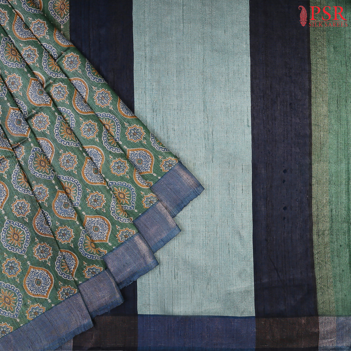 Hunter Green Kadhi Tussar Silk Saree