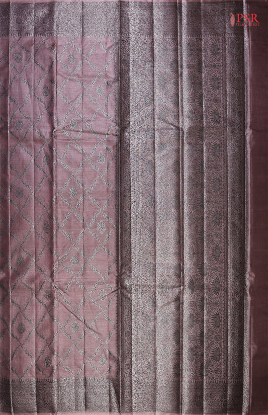 Dark Mauve Orchid Banaras Tussar Silk Saree