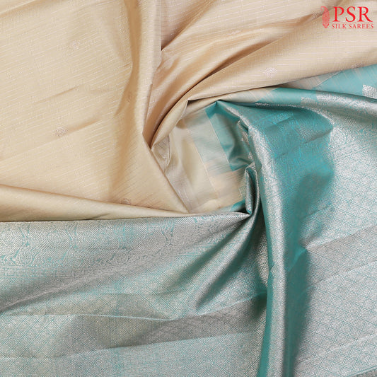 Beige Kanchipuram Silk Saree