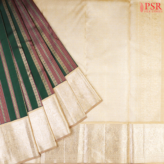 Dark Green Kanchipuram Silk Saree