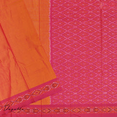 Pink & Saffron Pochampally Silk Cotton Dress Material