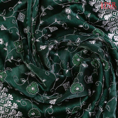 Dark Green Organza Laser Embroidery Saree