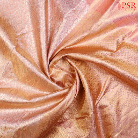 Light Rosy Peach Kanchipuram Silk Saree