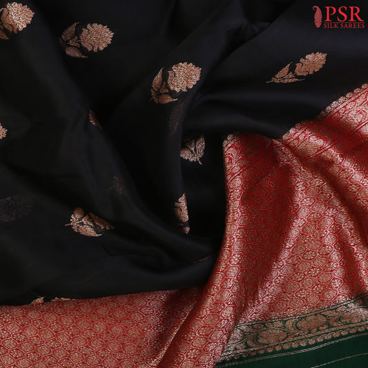 Black Kora Banaras  Silk Saree