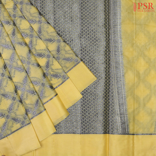 Pastel Yellow Banaras Tussar Silk Saree