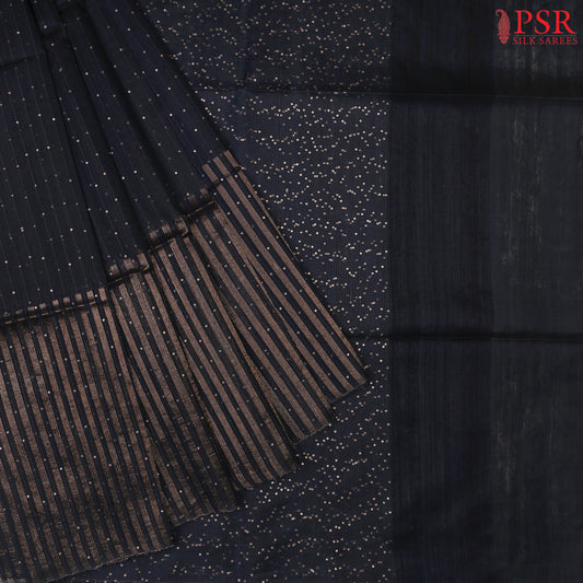 Midnight Blue Kadhi Tussar Silk Saree