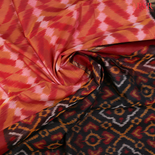 Red & Orange Patola Silk Cotton Saree