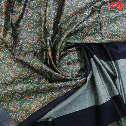 Hunter Green Kadhi Tussar Silk Saree