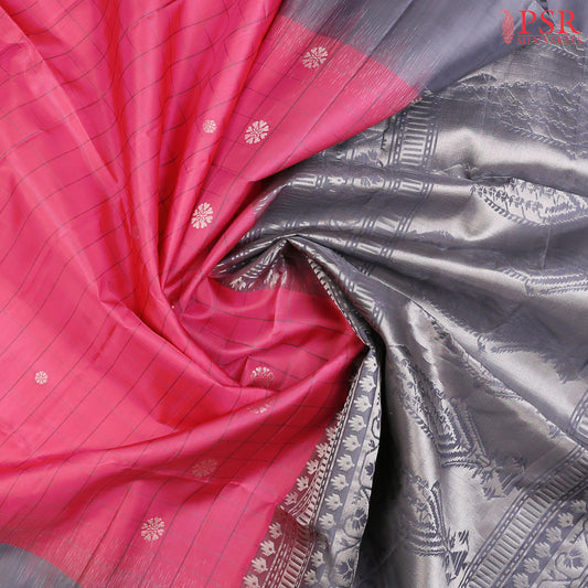 Raspberry Pink Soft Silk Saree