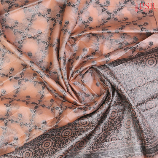 Salmon Peach Banaras Tussar Silk Saree