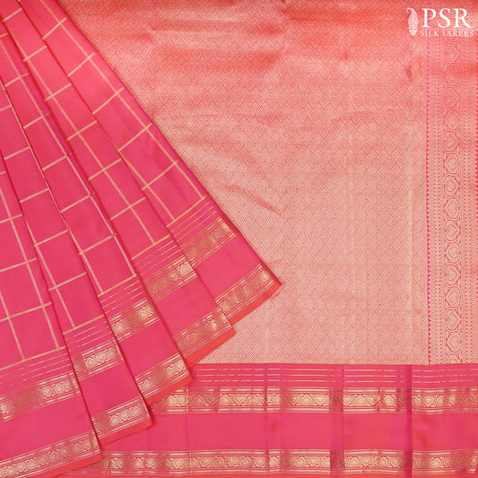 Fiery Pink Fancy Kanchipuram Silk Saree