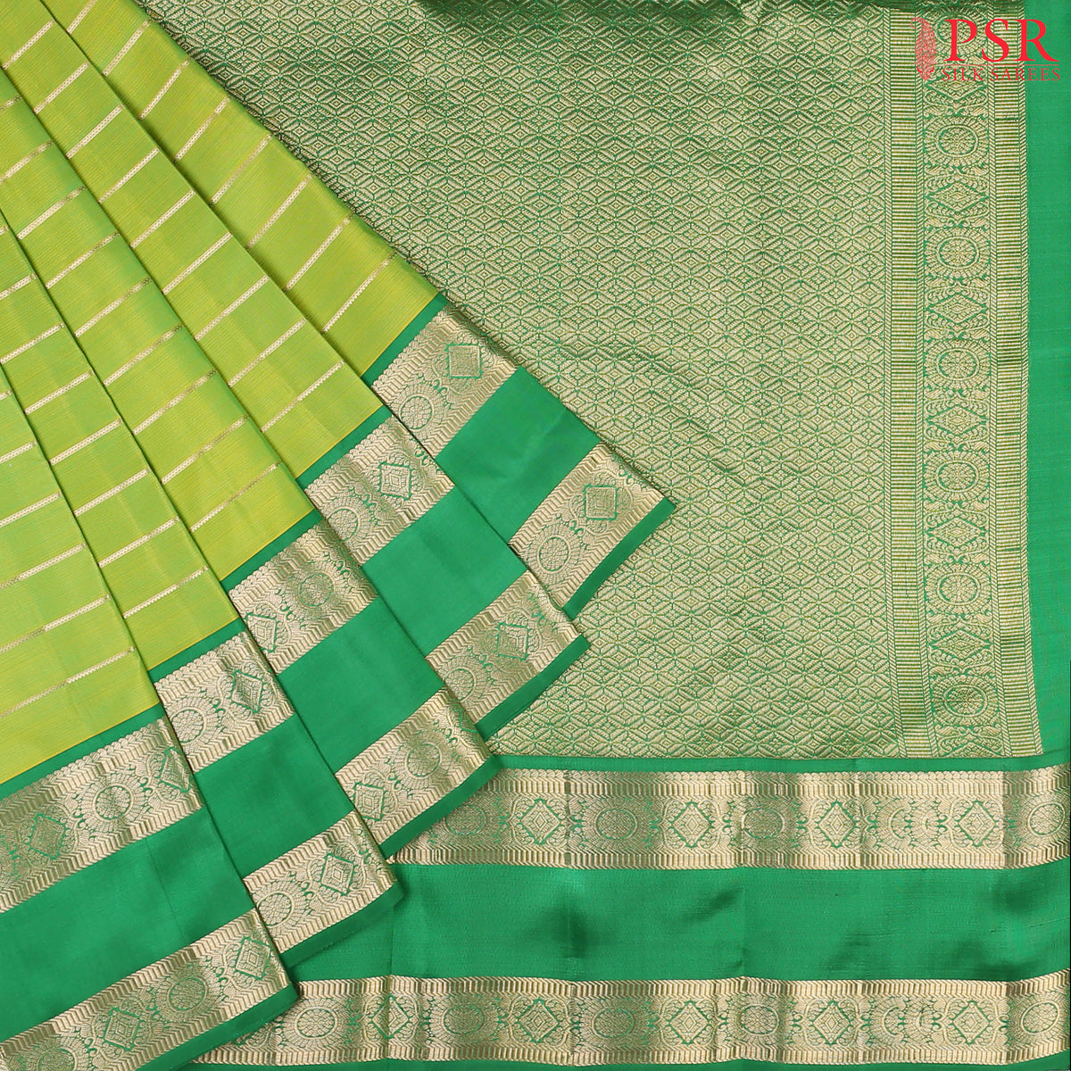 Chartreuse Green Fancy Kanchipuram Silk Saree