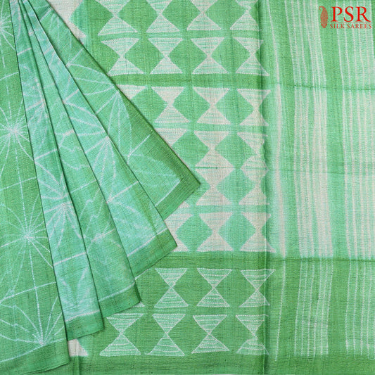 Shamrock Green Kadhi Tussar Silk Saree