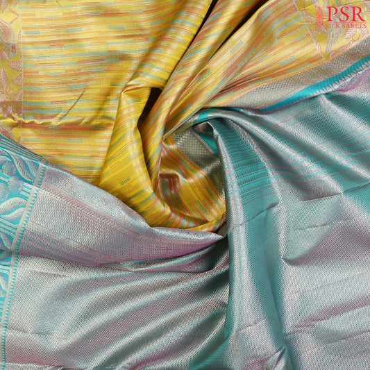 Corn Yellow Kanchipuram Silk Saree