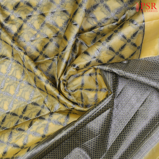 Pastel Yellow Banaras Tussar Silk Saree