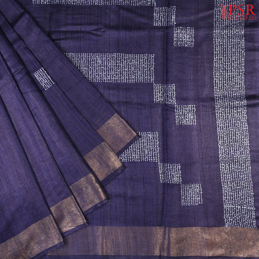 Indigo Blue Kadhi Tussar Silk Saree