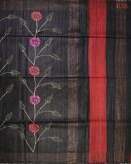 Black Ghicha Kadhi Tussar Silk Saree