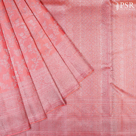 Candlelight Peach Kanchipuram Silk Saree