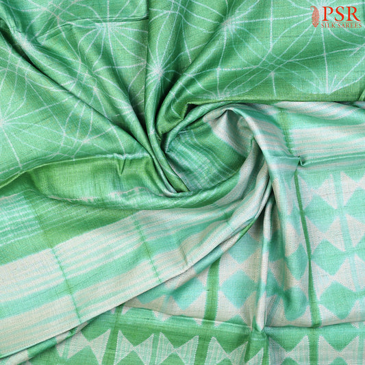 Shamrock Green Kadhi Tussar Silk Saree