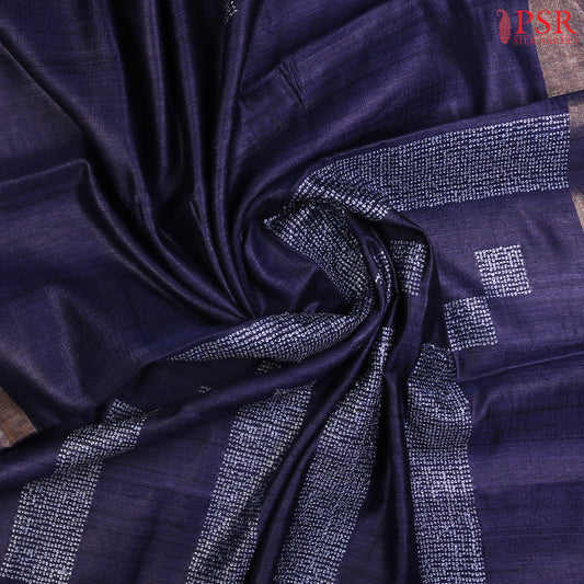 Indigo Blue Kadhi Tussar Silk Saree