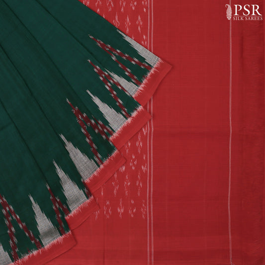 Dark Green Ikkat Cotton Saree