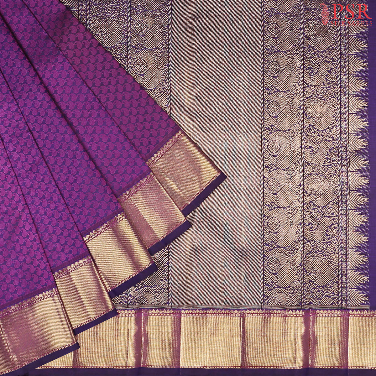 Dark Violet Kanchipuram Silk Saree