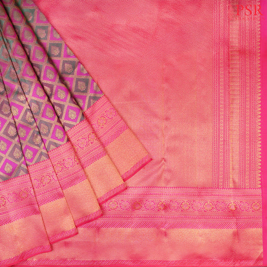 Emerald Green & Magenta Purple Kanchipuram Silk Saree