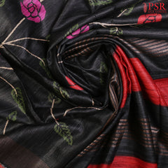 Black Ghicha Kadhi Tussar Silk Saree