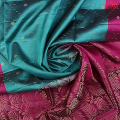 Dark Aqua Lake Soft Silk Mix Saree