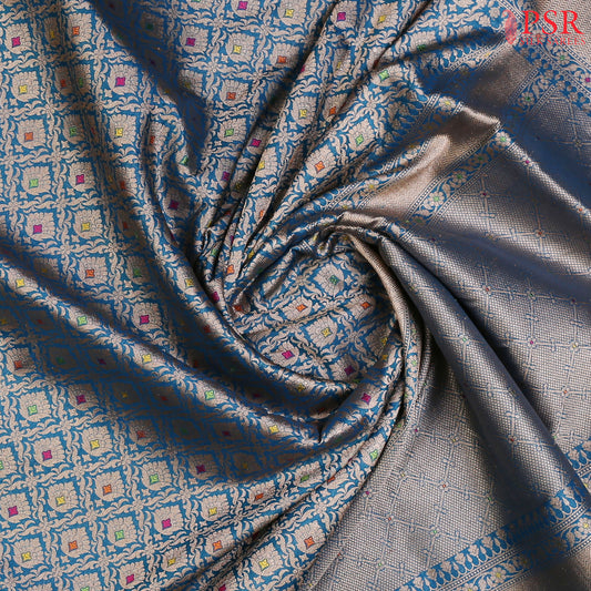 Peacock Blue Banarasi Silk Saree