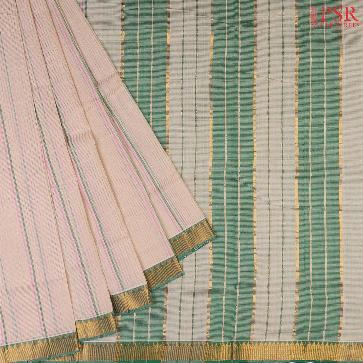 Beige Mangalagiri Cotton Saree