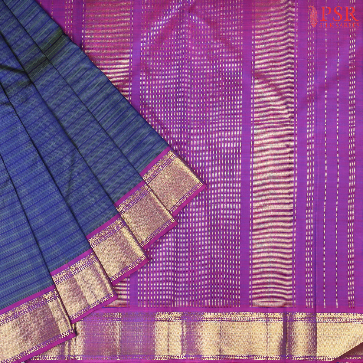 Dark Blue Kanchipuram Silk Saree