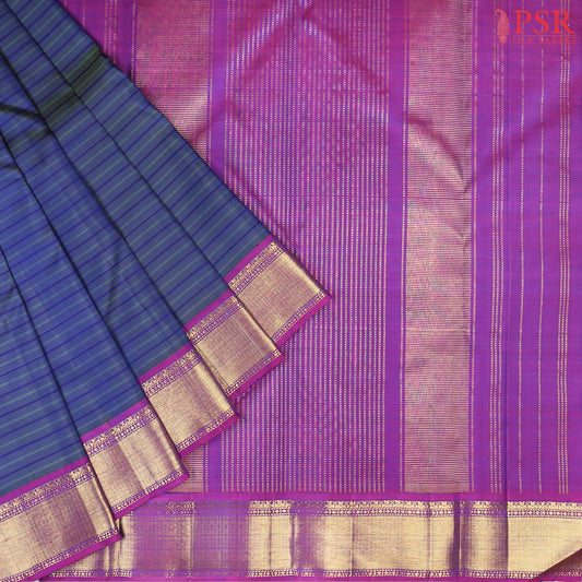 Dark Blue Kanchipuram Silk Saree