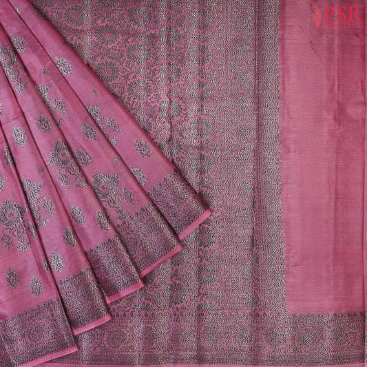 Wild Orchid Pink Banaras Tussar Silk Saree