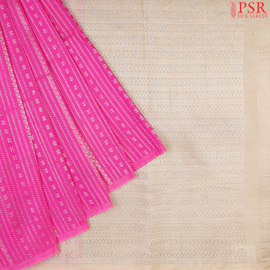 Pink Jute Soft Silk Saree