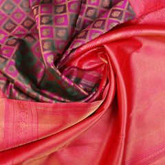 Emerald Green & Magenta Purple Kanchipuram Silk Saree