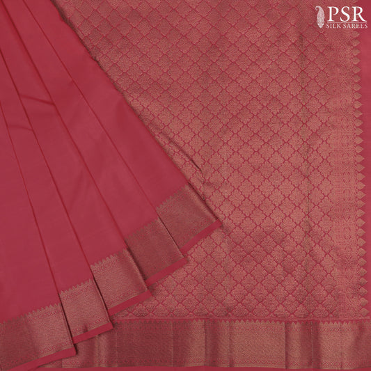 Dark Raspberry Red Kanchipuram Silk Saree