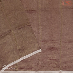 Beige & Brown Tussar Silk Dress Material