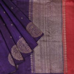 Dark Violet Banaras Jute Silk Saree